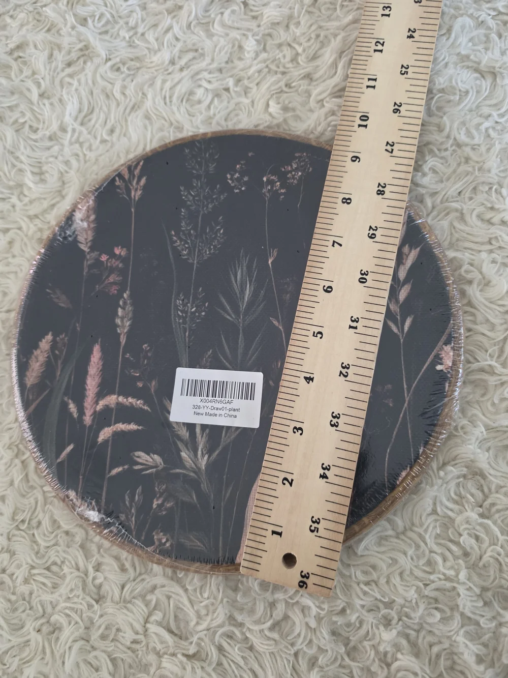 Botanical Round Wall Art‎ in Black and Rose Gold
